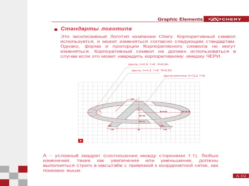 Стандарты логотипа Это эксклюзивный Логотип компании Chery. Корпоративный символ используется, и может изменяться согласно